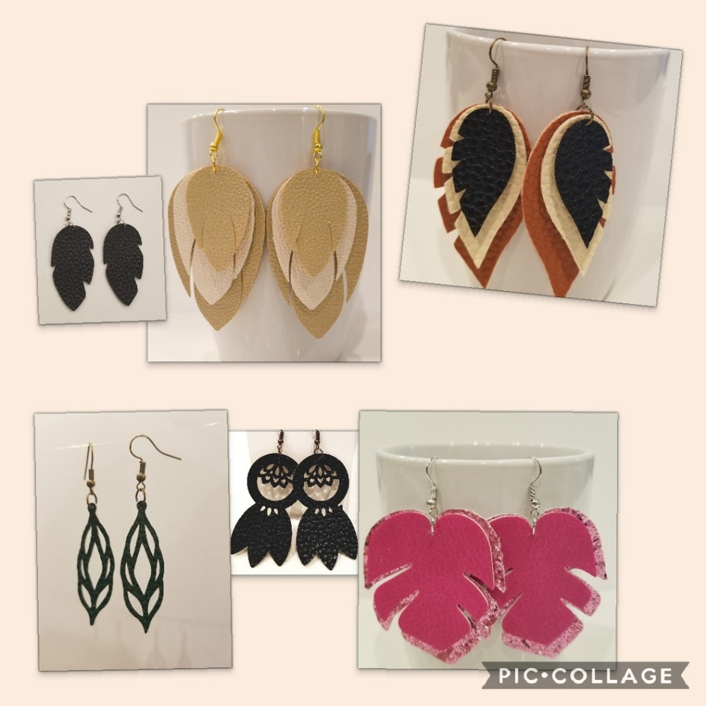 Faux leather earrings 5 for 20